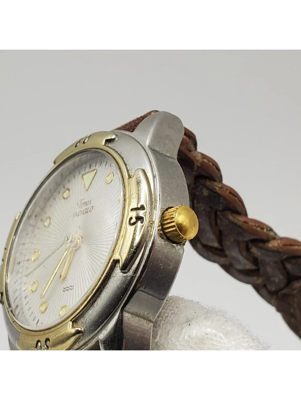 Timex Indiglo Womens Quartz Watch 24mm Brown Braided Band New Battery